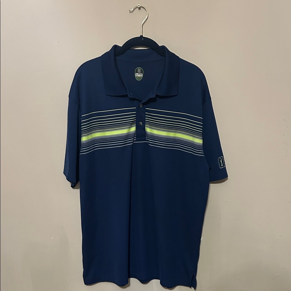 PGA Tour Navy Striped Polo